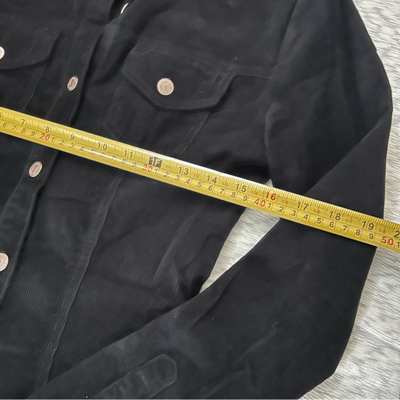 Forever 21 Dress Coat Corduroy Button-Up Black Long Sleeve Black Color Size S - Picture 11 of 13